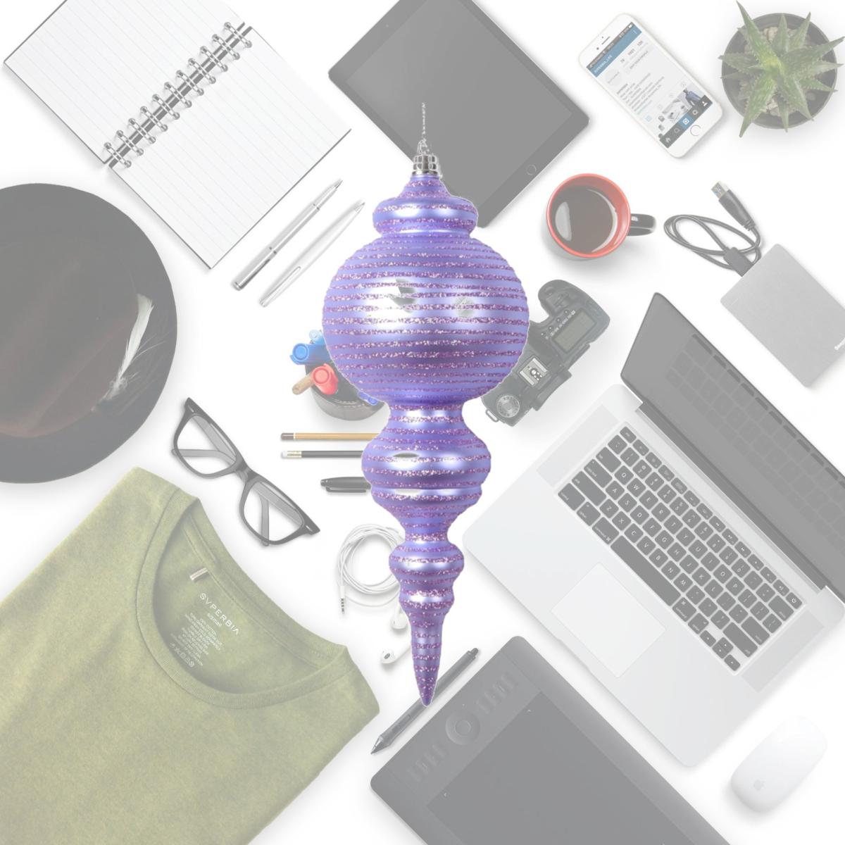 Picture of Vickerman MT224586 10 in. Matte Cone Ornament, Lavender - 2 per Bag
