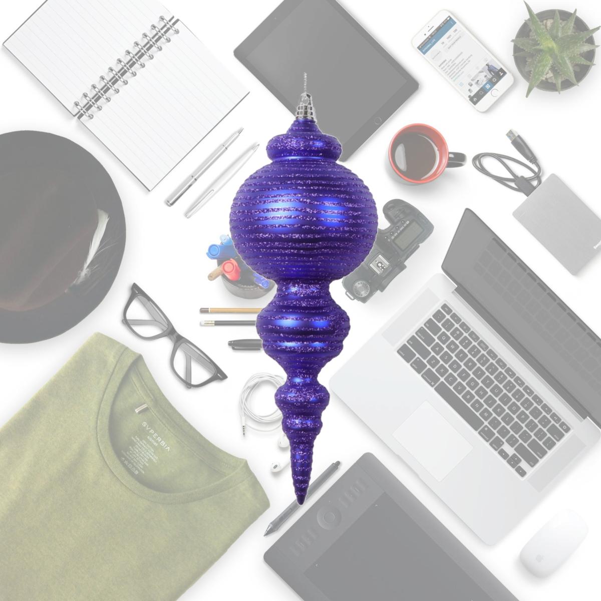 Picture of Vickerman MT224566 10 in. Matte Cone Ornament, Purple - 2 per Bag