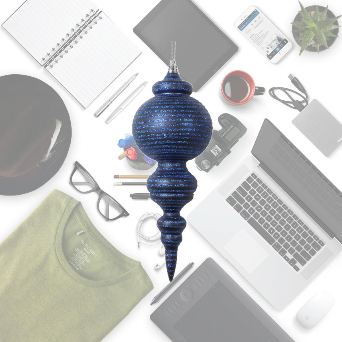 Picture of Vickerman MT224531 10 in. Matte Cone Ornament, Midnight Blue - 2 per Bag
