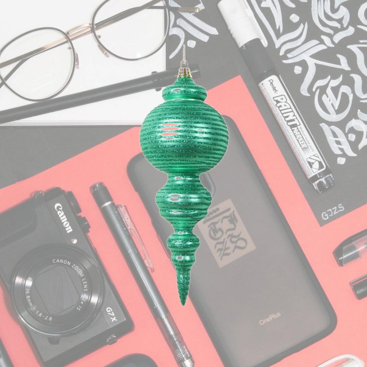 Picture of Vickerman MT224544 10 in. Matte Cone Ornament, Seafoam Green - 2 per Bag