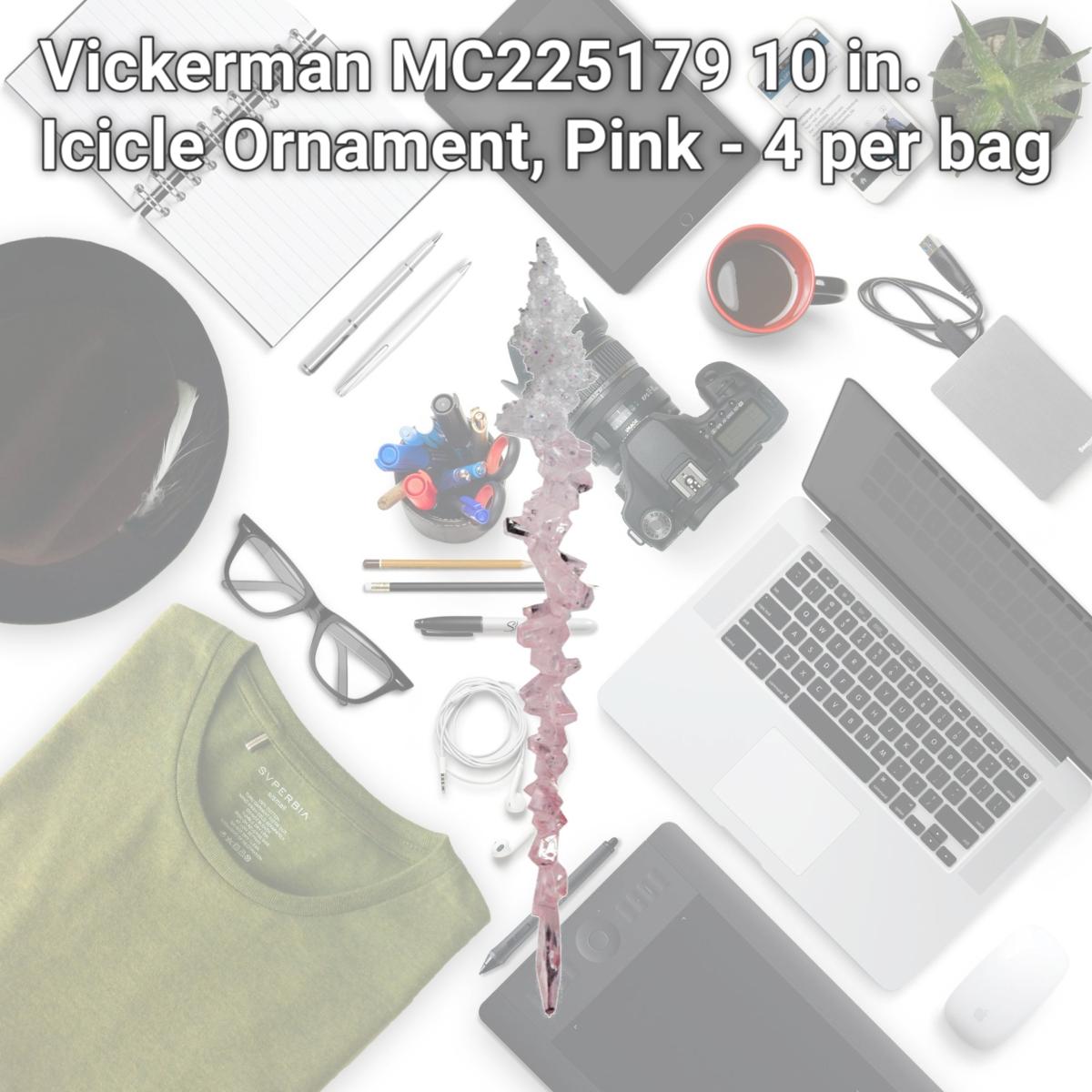 Picture of Vickerman MC225179 10 in. Icicle Ornament, Pink - 4 per bag