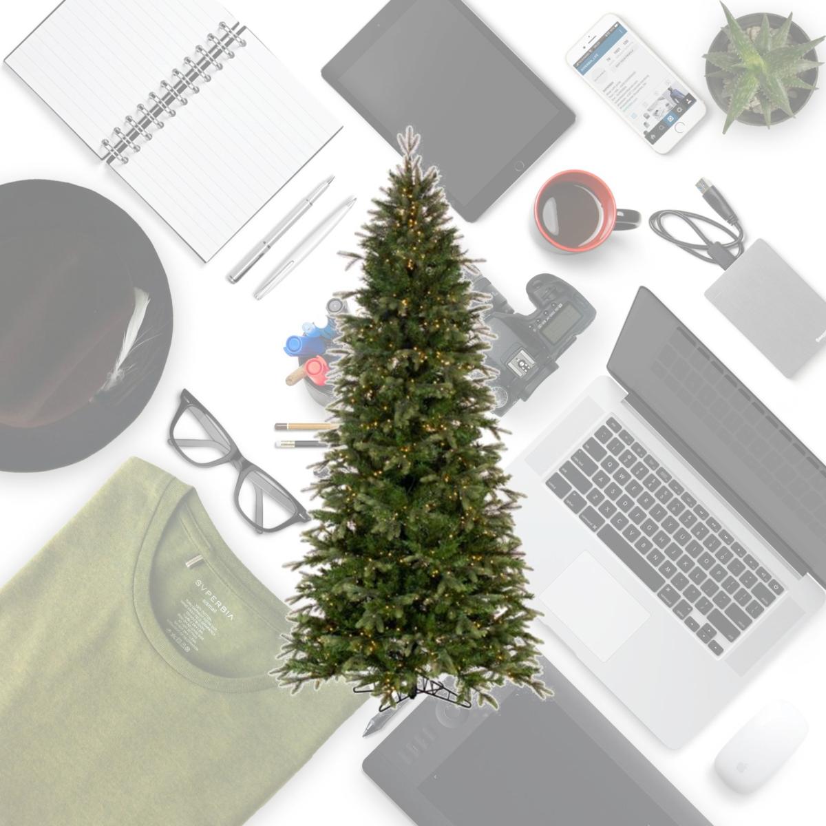 Picture of Vickerman K224081LED 9 ft. x 50 in. Douglas Fir Slim DuraLit 700 Warm White Christmas Tree, Green