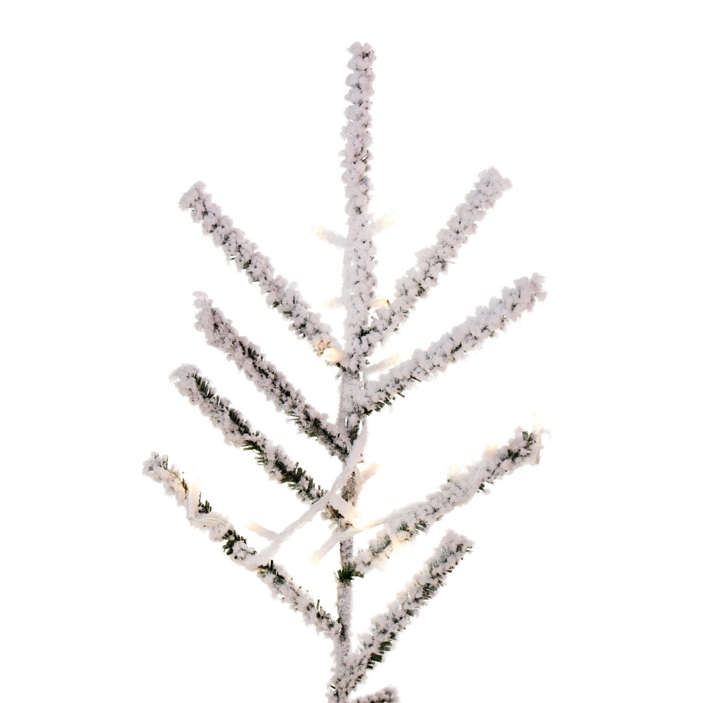 Picture of Vickerman K226076LED 7.5 ft. x 46 in. Flocked Slim Pistol 3 mm 1400 Warm White Artificial Christmas Tree, White