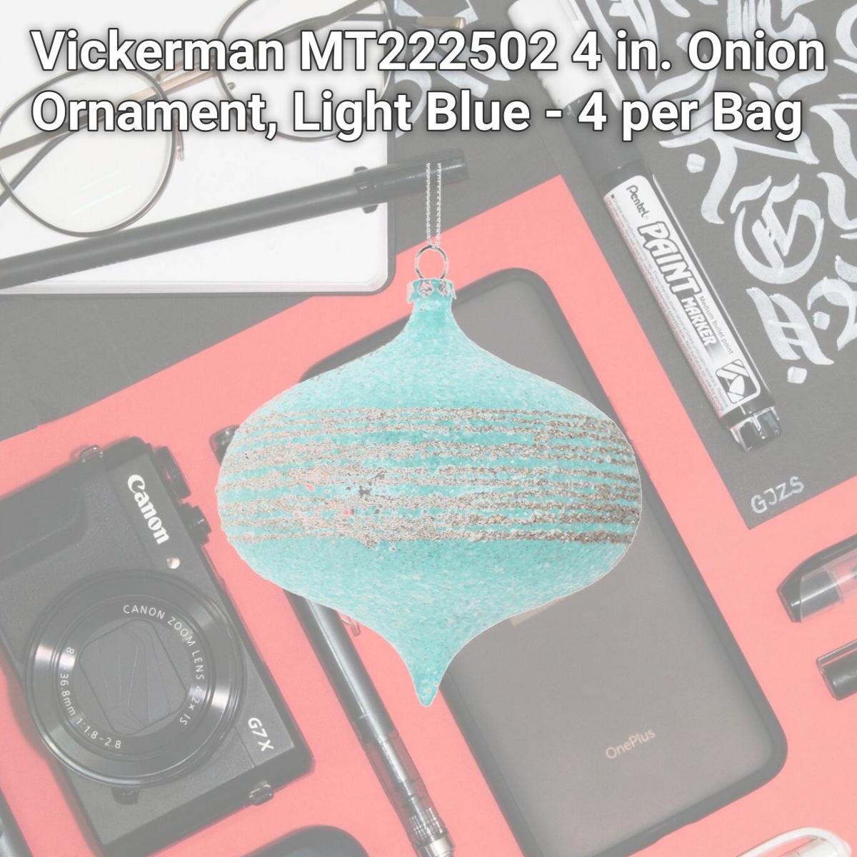 Picture of Vickerman MT222502 4 in. Onion Ornament, Light Blue - 4 per Bag