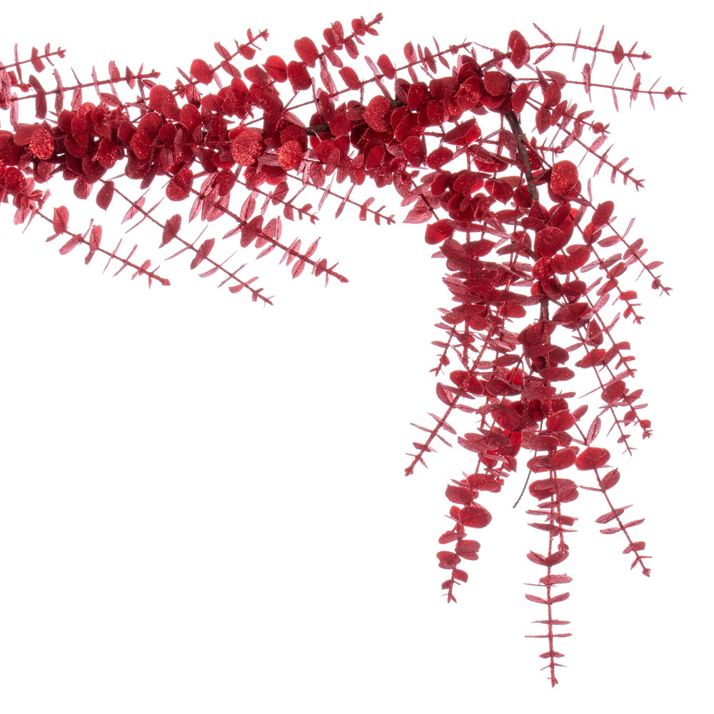Picture of Vickerman FK223872 6 ft. Eucalyptus Glitter Garland, Red