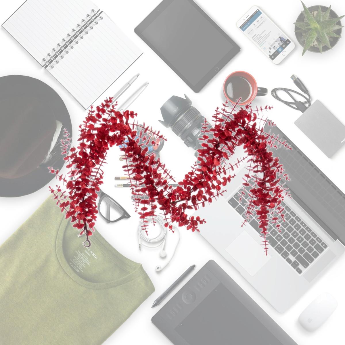 Picture of Vickerman FK223872 6 ft. Eucalyptus Glitter Garland, Red