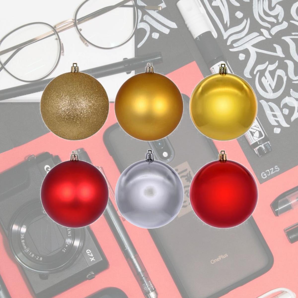 Picture of Vickerman N220153 2.4 in. Gold&#44; Red & Silver Ornament Assortment - Pack of 18