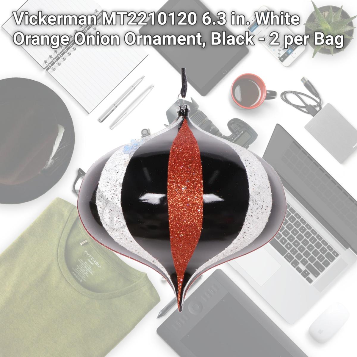 Picture of Vickerman MT2210120 6.3 in. White Orange Onion Ornament, Black - 2 per Bag