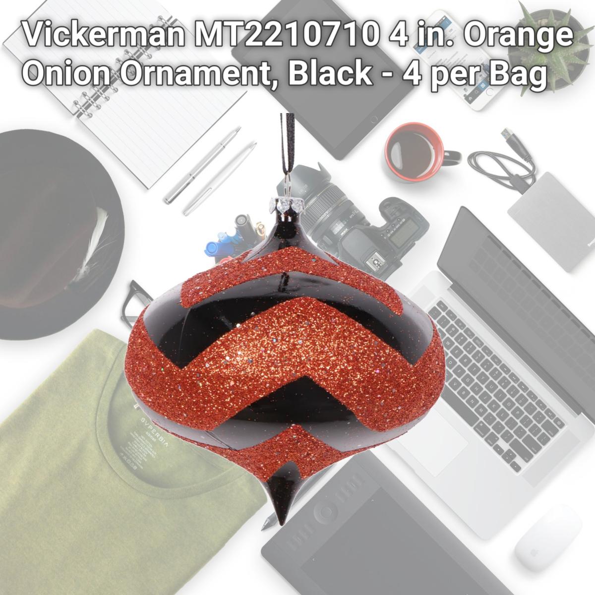 Picture of Vickerman MT2210710 4 in. Orange Onion Ornament, Black - 4 per Bag