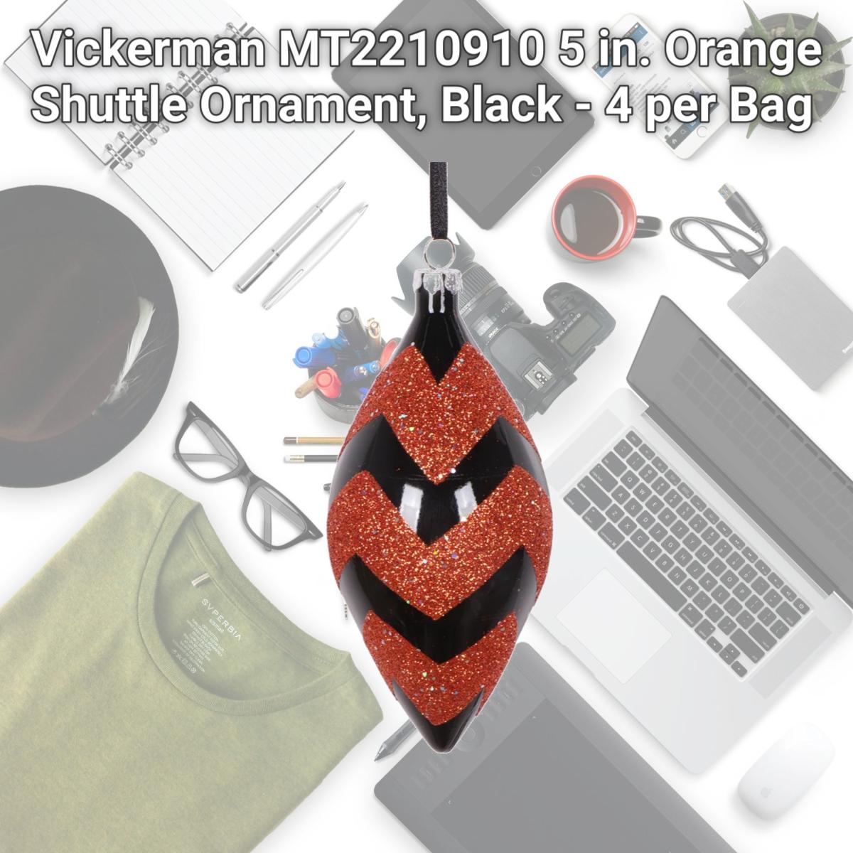 Picture of Vickerman MT2210910 5 in. Orange Shuttle Ornament, Black - 4 per Bag