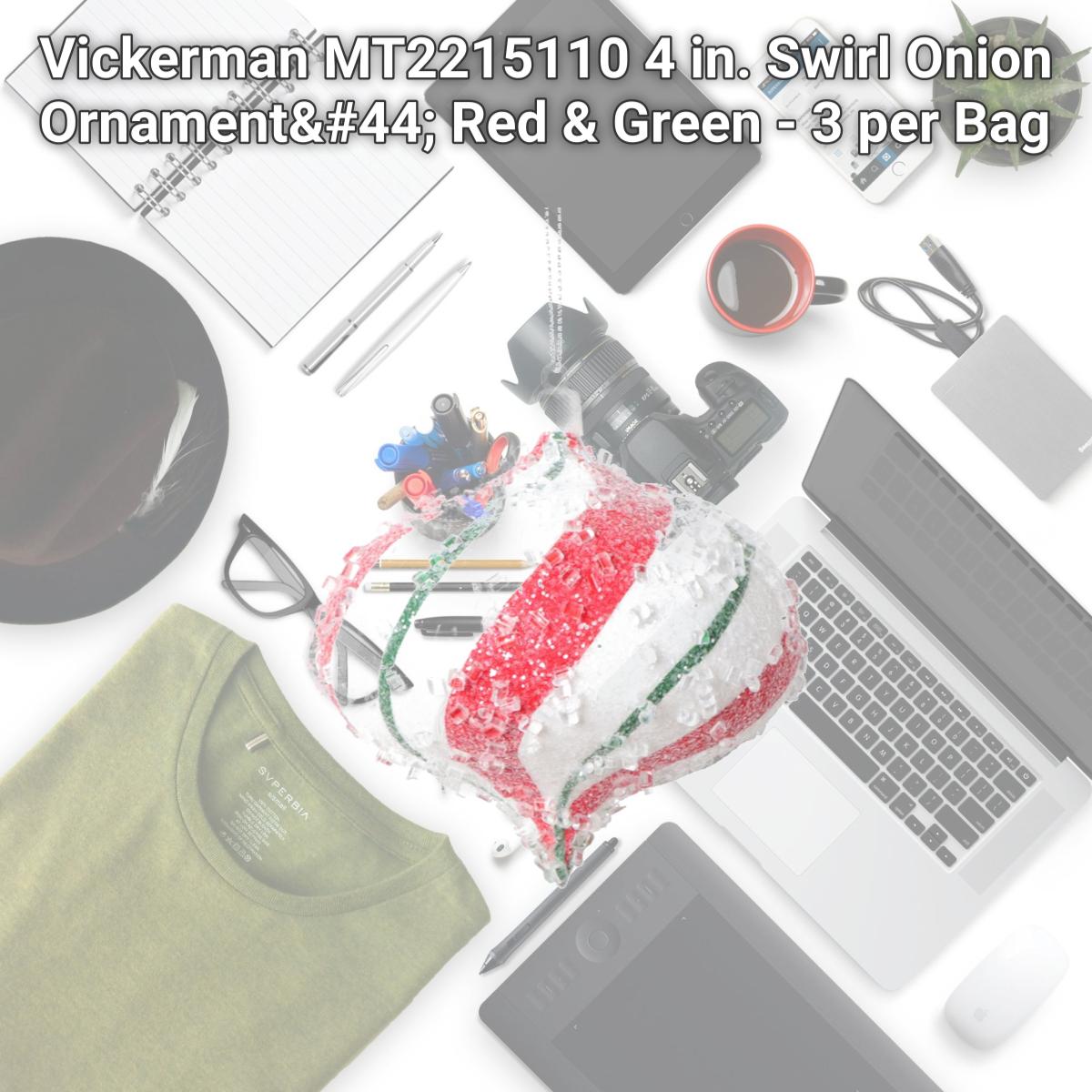 Picture of Vickerman MT2215110 4 in. Swirl Onion Ornament&#44; Red & Green - 3 per Bag