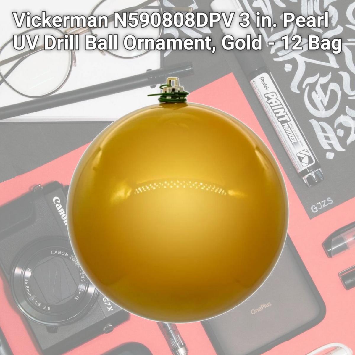 Picture of Vickerman N590808DPV 3 in. Pearl UV Drill Ball Ornament, Gold - 12 Bag