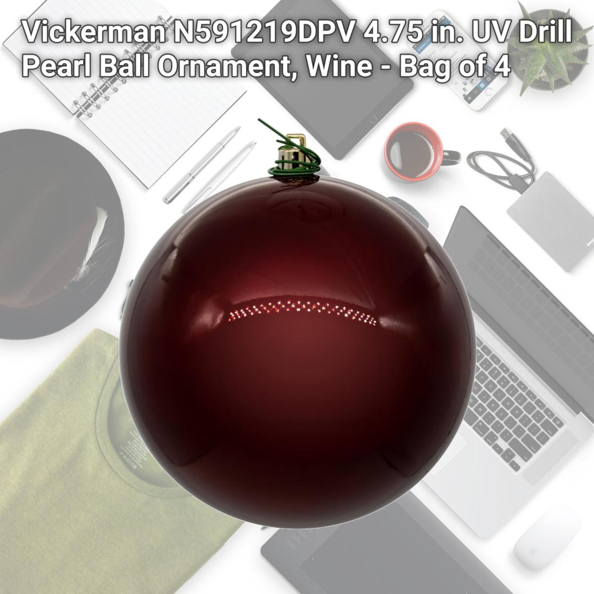 Picture of Vickerman N591219DPV 4.75 in. UV Drill Pearl Ball Ornament, Wine - Bag of 4
