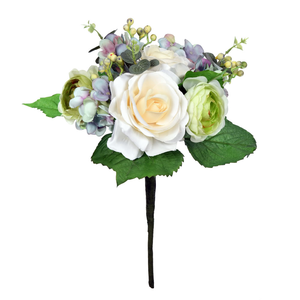FT191016 16 in. Artificial Hydrangea Bush, Lavender & White