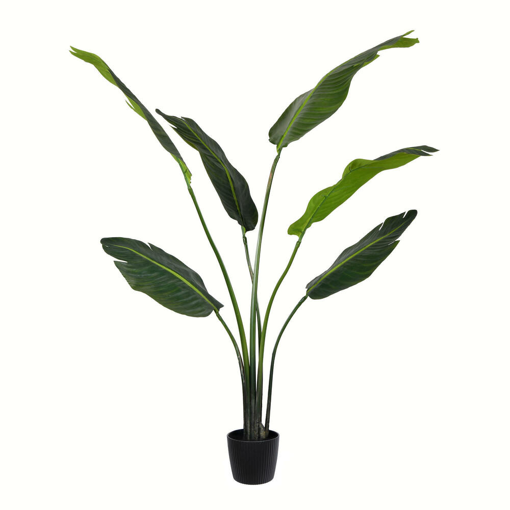 TB190840 4 ft. Artificial Potted Travelers Palm Tree with 6 Leaves, Green