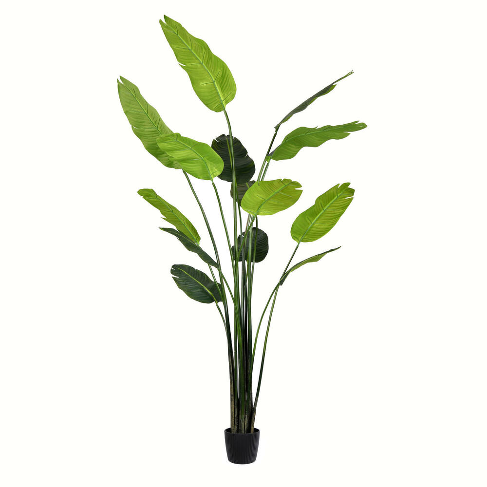 TB190870 7 ft. Artificial Potted Travelers Palm Tree with 14 Leaves, Green