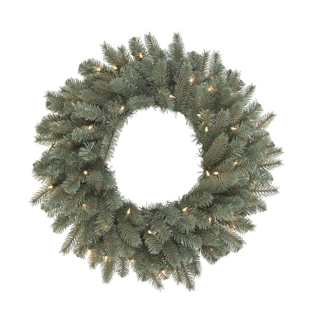 A164873 Colorado Blue Dura-lit Wreath With Clear Lights, 72 In.