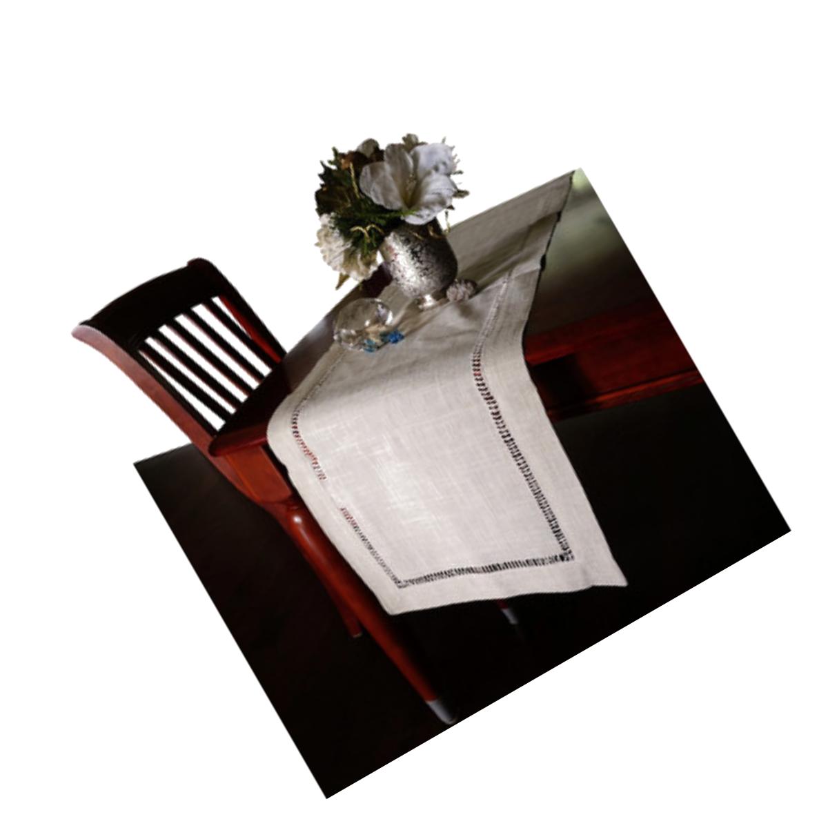 Picture of Nice & Great Beautiful Hemstitched Table Runner Quality Natural Tablecloth - 108 in. Long