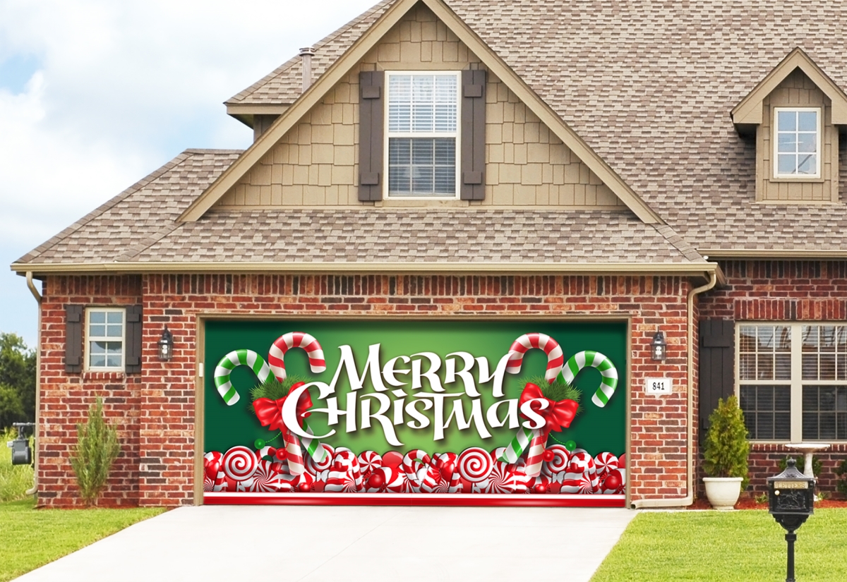 285905xmas-004 7 X16 Ft. Christmas Candy Outdoor Christmas Holiday Door Banner Decor, Multi Color