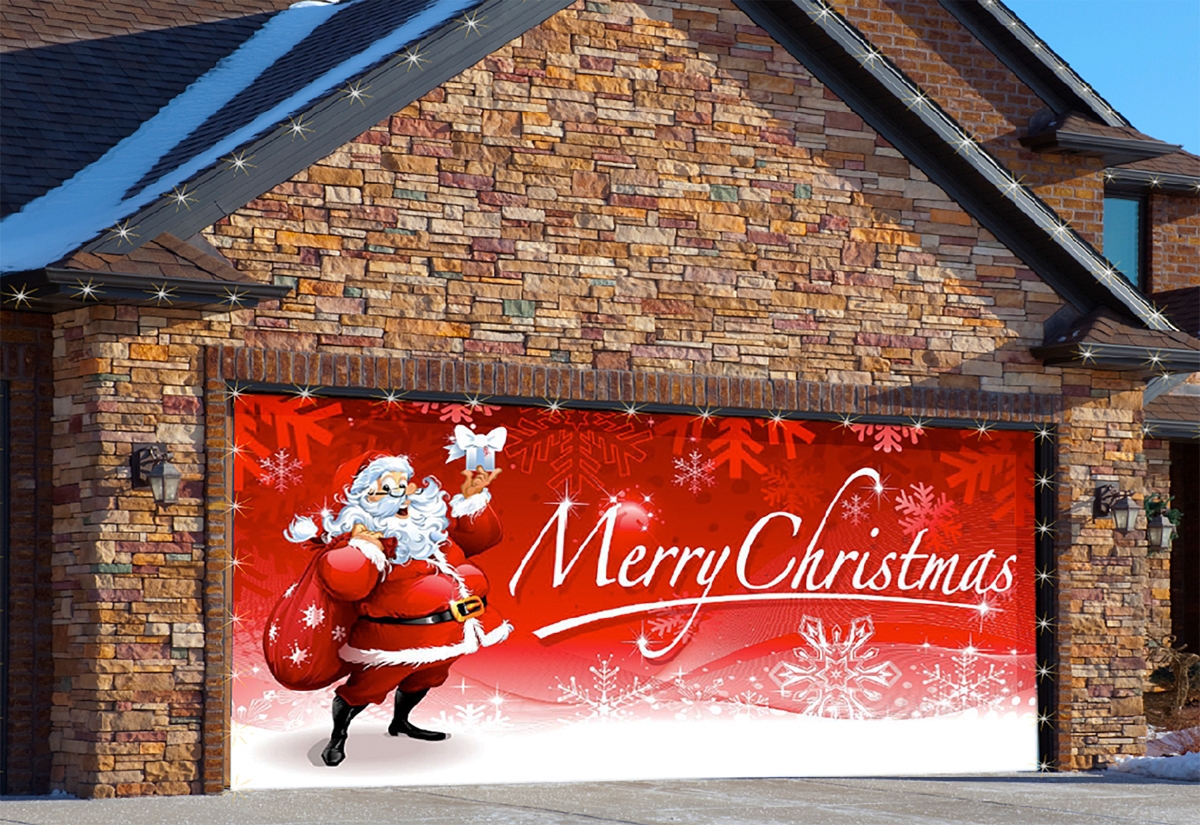 285905xmas-012 7 X16 Ft. Santas Merry Christmas Outdoor Christmas Holiday Door Banner Decor, Multi Color