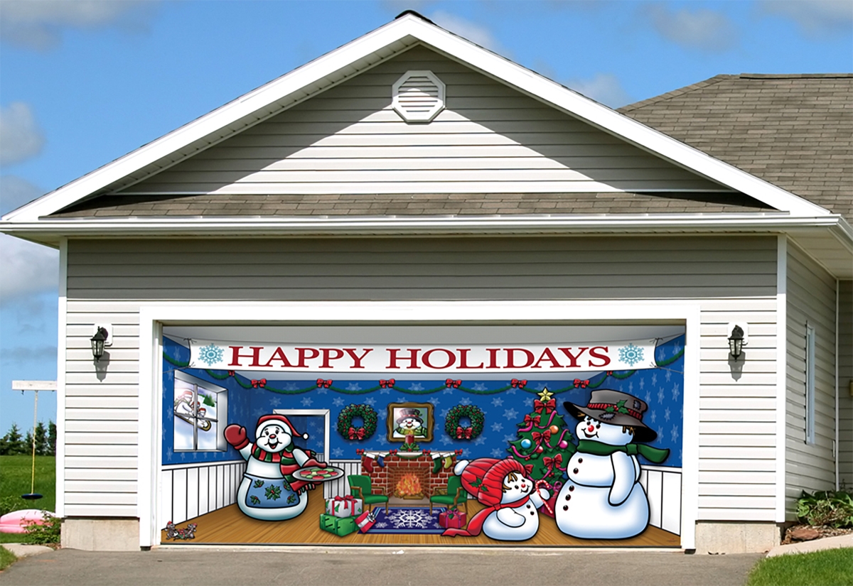 285905xmas-014 7 X16 Ft. Snowman Family Outdoor Christmas Holiday Door Banner Decor, Multi Color