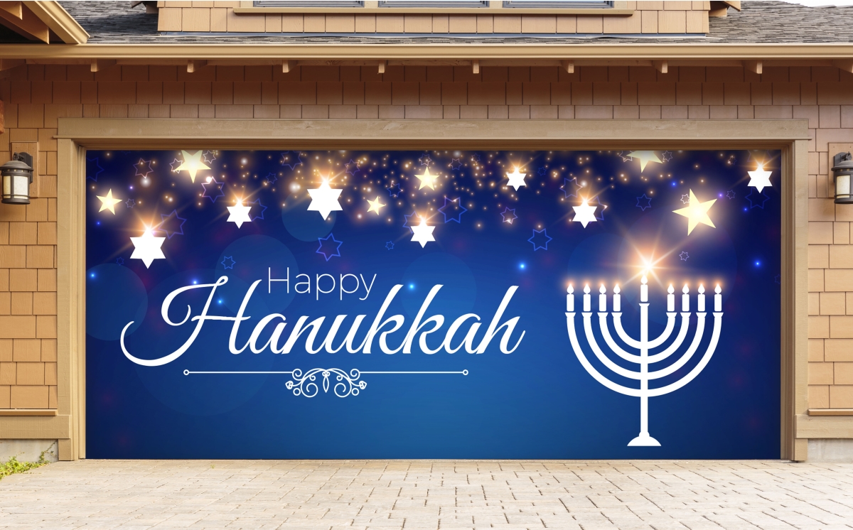 285905xmas-030 7 X 16 Ft. Hanukkah Menorah Hanukkah Door Mural Sign Car Garage Banner Decor, Multi Color