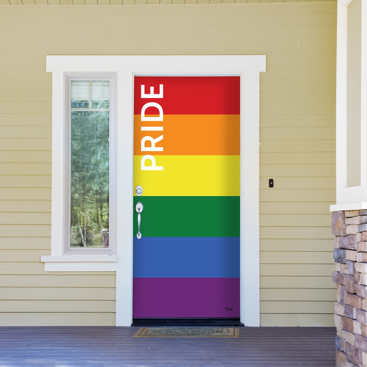285906prde-002 36 X 80 In. Pride Text Outdoor Lgbt Front Door Mural Sign Banner Decor, Multi Color