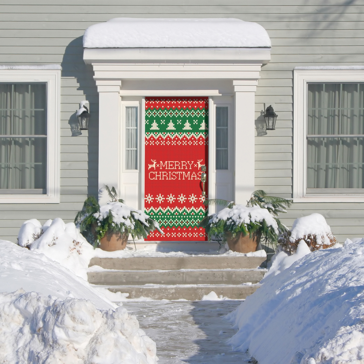 285906xmas-002 36 X 80 In. Ugly Christmas Sweater Merry Christmas Christmas Front Door Mural Sign Banner Decor, Multi Color