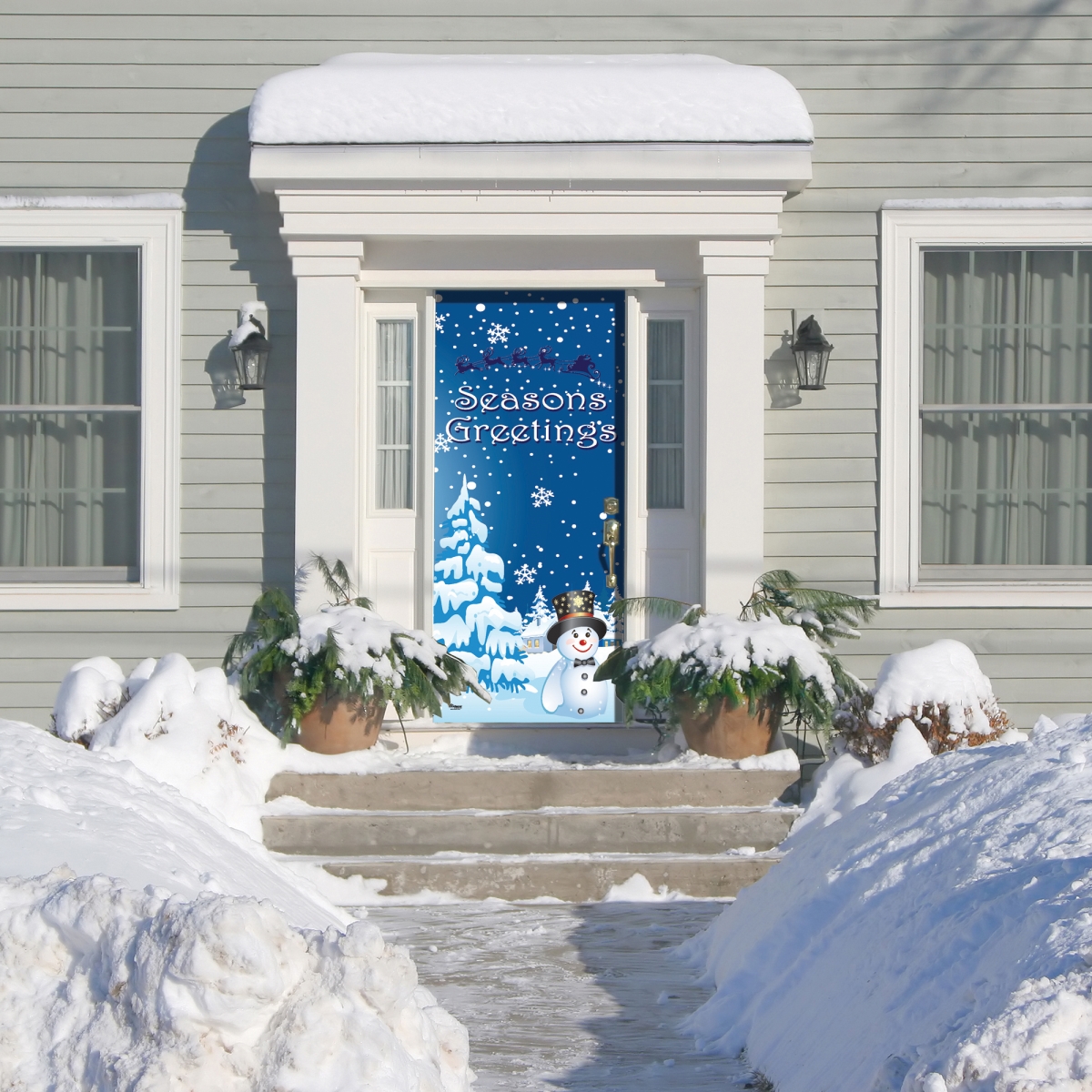 285906xmas-005 36 X 80 In. Winter Wonderland Christmas Front Door Mural Sign Banner Decor, Multi Color