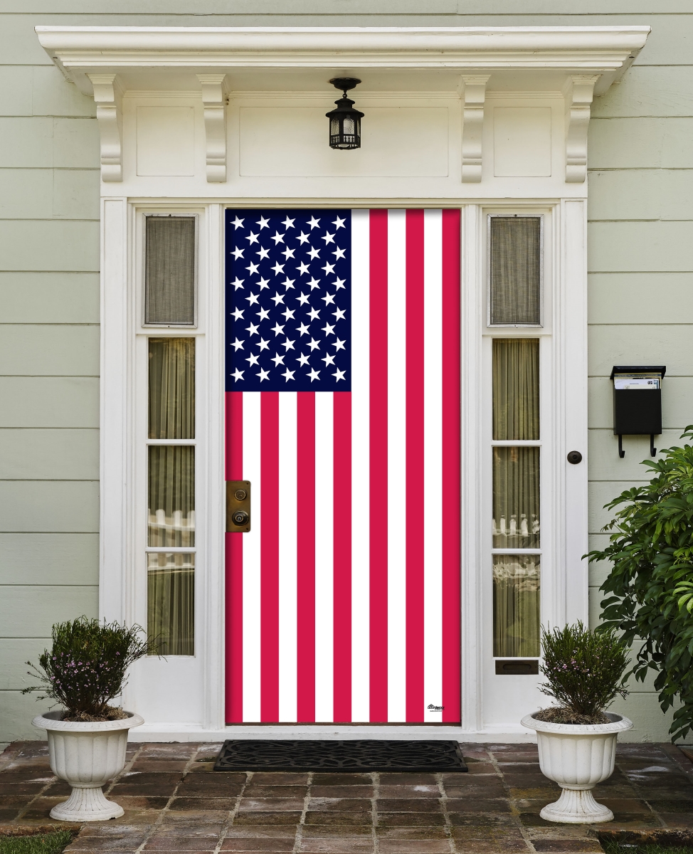 285906patr-004 36 X 80 In. Usa Flag Patriotic Front Door Mural Sign Banner Decor, Multi Color