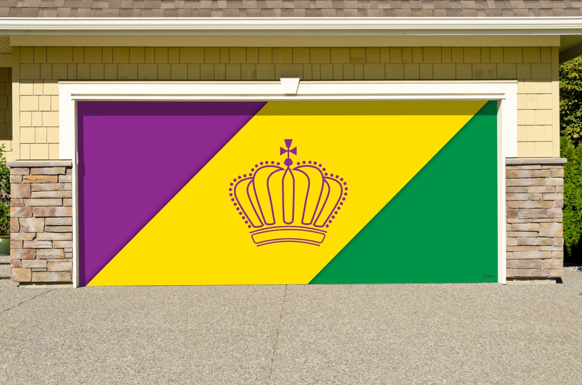 285905mrdg-001 7 X 16 Ft. Diagonal Stripes Mardi Gras Door Mural Sign Car Garage Banner Decor, Multi Color