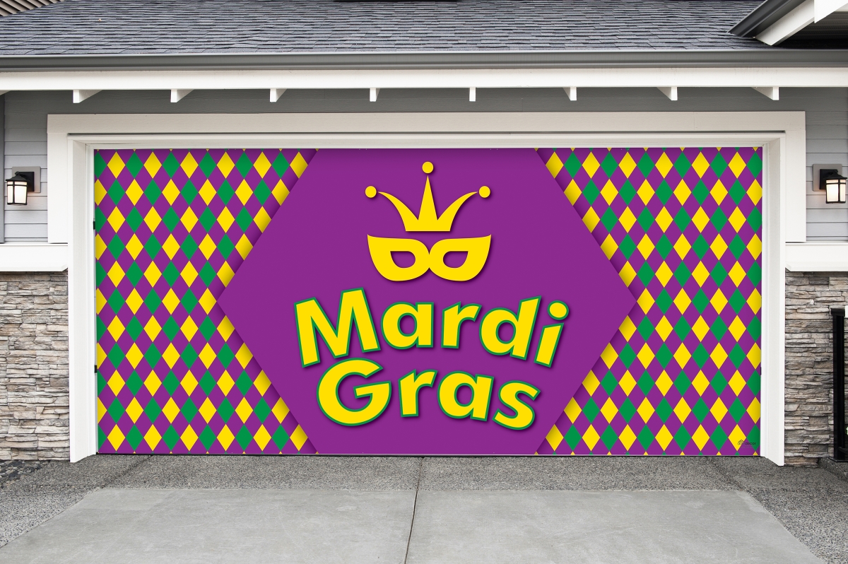 285905mrdg-004 7 X 16 Ft. Diamonds Mardi Gras Door Mural Sign Car Garage Banner Decor, Multi Color
