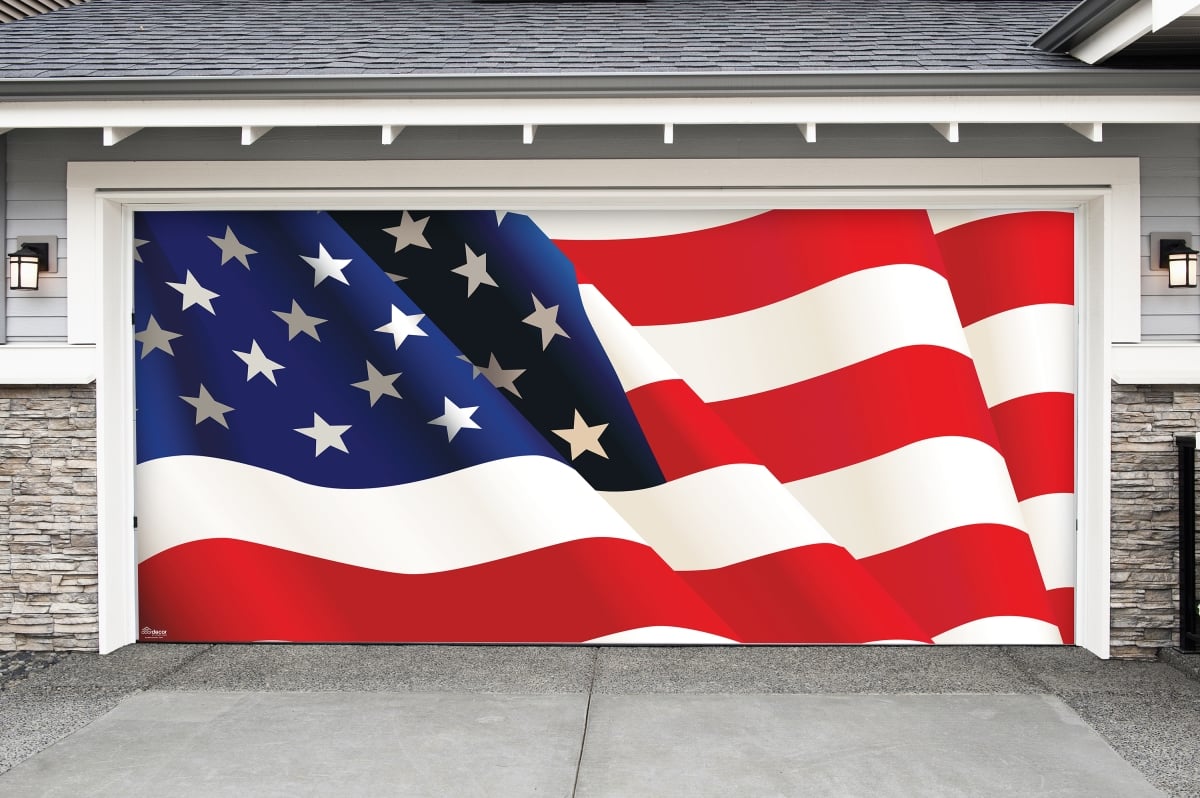 285905patr-004 7 X16 Ft. American Flag Outdoor Patriotic Door Mural Sign Banner Decor, Multi Color