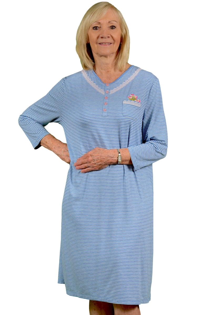 2-700-281-1 Open Back Adaptive Nightgown for Women - Nikky, Blue - Extra Small