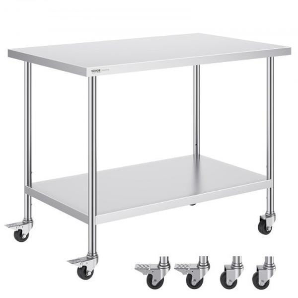 UPC 197988553410 product image for CFBXGGZTLCDJ6KFNJV0 30 x 48 x 38 in. Stainless Steel Work Table with 4 Wheels | upcitemdb.com