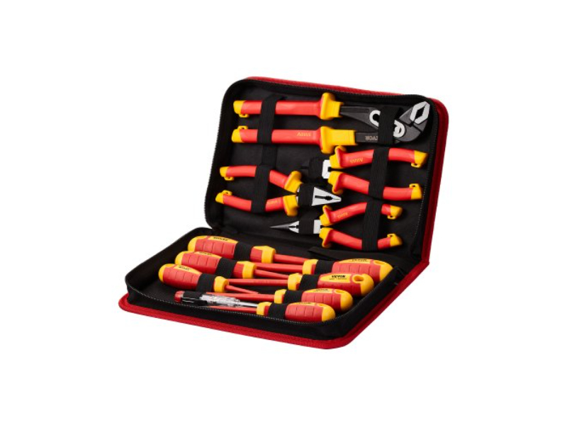 JYGJTZJYQZJYCORXHV0 1000V Insulated Screwdriver Tool Set for Electricians, Black, Yellow & Red - 12 Piece