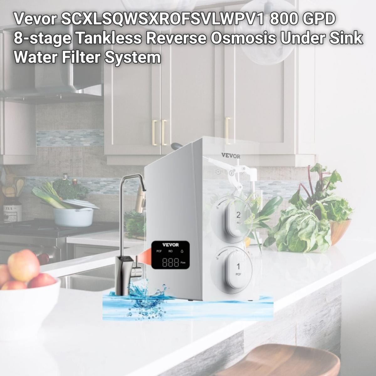 Picture of Vevor SCXLSQWSXROFSVLWPV1 800 GPD 8-stage Tankless Reverse Osmosis Under Sink Water Filter System