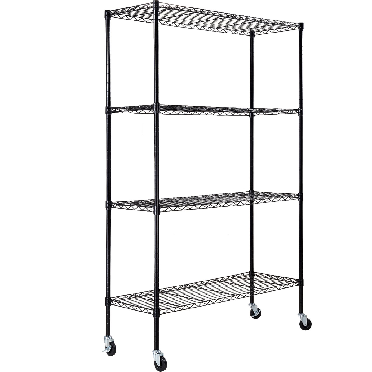 YXLZLKHJC18DXZ4I6V0 Storage Shelving Unit with Wheels, 4-Tier Adjustable, 700 lbs Capacity - Black - 47.2x 17.7 x 74 in.