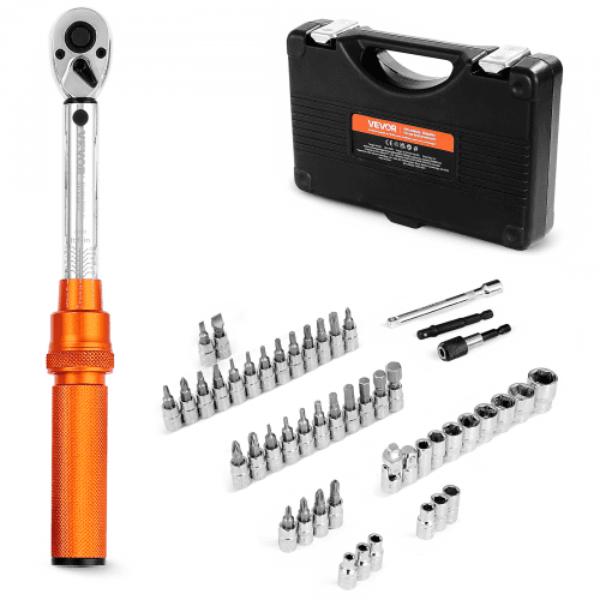 DJSNLBS102300IUGKV0 Click Torque Wrench Set - 0.25 in. Drive - 20-240 lbs- in. Dual-Direction Dual Range Scales 72-Tooth High Precision - Orange