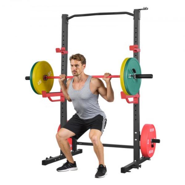 LGXSDJDAQG0045GQ4001V0 Power Cage Squat Rack - Multifunctional Power Rack Home Gym - 1000 lbs Strength Training Workout Equipment with 4 Band Pegs
