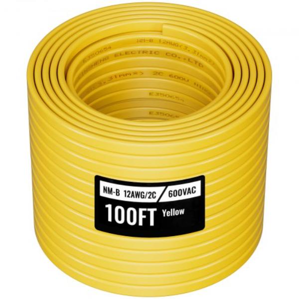 100 ft. NM-B Wire - 12AWG-2C Non-Metallic Residential Indoor Electrical Wire with Ground - PVC Sheathed High-Purity Copper Core Cable