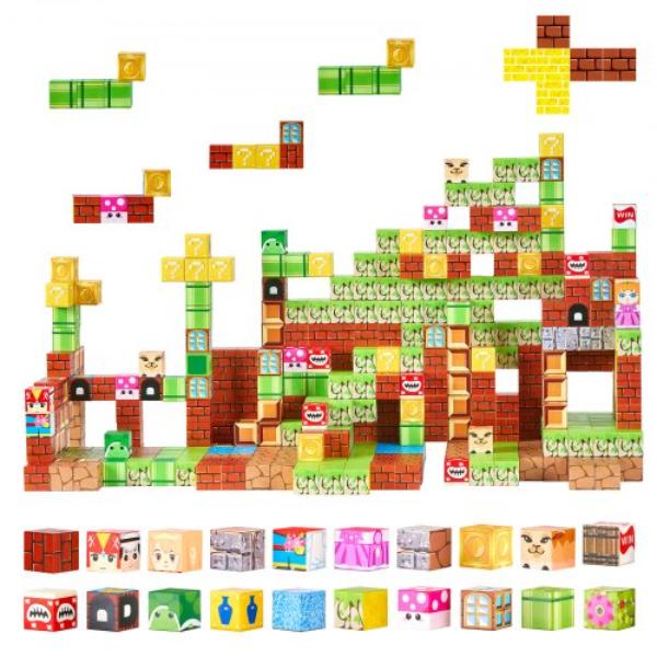 Magnetic Blocks - Magnet Blocks Set - Magnetic Building Cubes for Kids - STEM Montessori Sensory Toys for 3 Plus Years Old Boys & Girls - 100 Piece