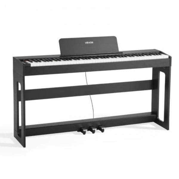 QPZBZSZCGQ88SVGUC001V1 88 Keys Fully Weighted Digital Electric Keyboard Piano with Furniture Stand - Black