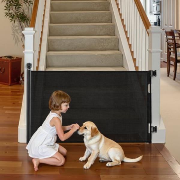 WZSSMHS55INCH7SJ9001V0 Retractable Baby Gate - Black - Extends to 57 in. Wide - 38.5 in. Tall