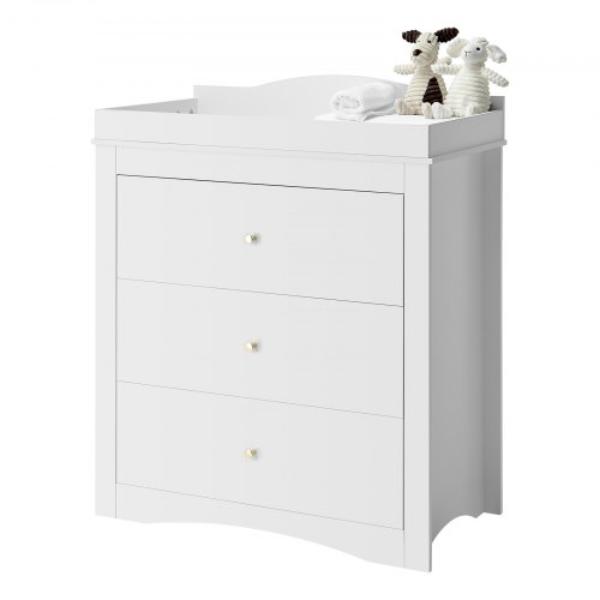 NBTJBS000000XFTEG002V0 Changing Table Dresser - Baby Diaper Change Station - 3 Drawers - Multi-Functional Modern Storage Organizer - Nursery - White