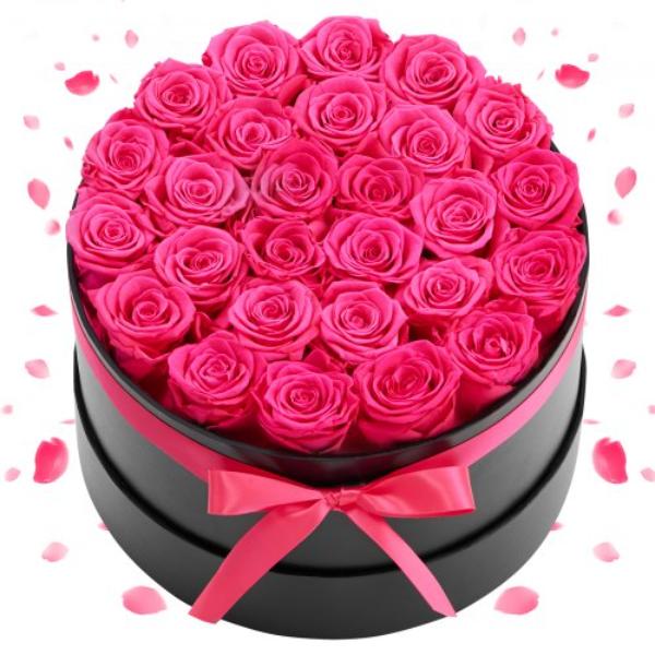 YSHLHK27DFSYIYMHB001V0 Forever Flowers - 27 Preserved Roses in a Box - Eternal Flowers Immortal Bouquet - Rose Red