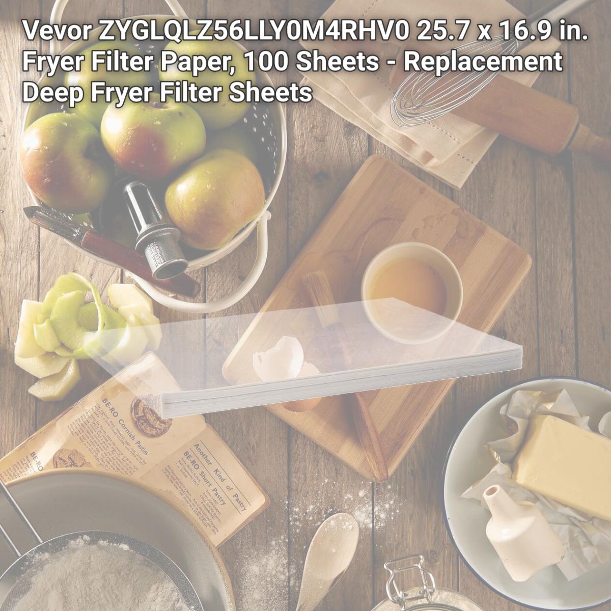 Picture of Vevor ZYGLQLZ56LLY0M4RHV0 25.7 x 16.9 in. Fryer Filter Paper, 100 Sheets - Replacement Deep Fryer Filter Sheets