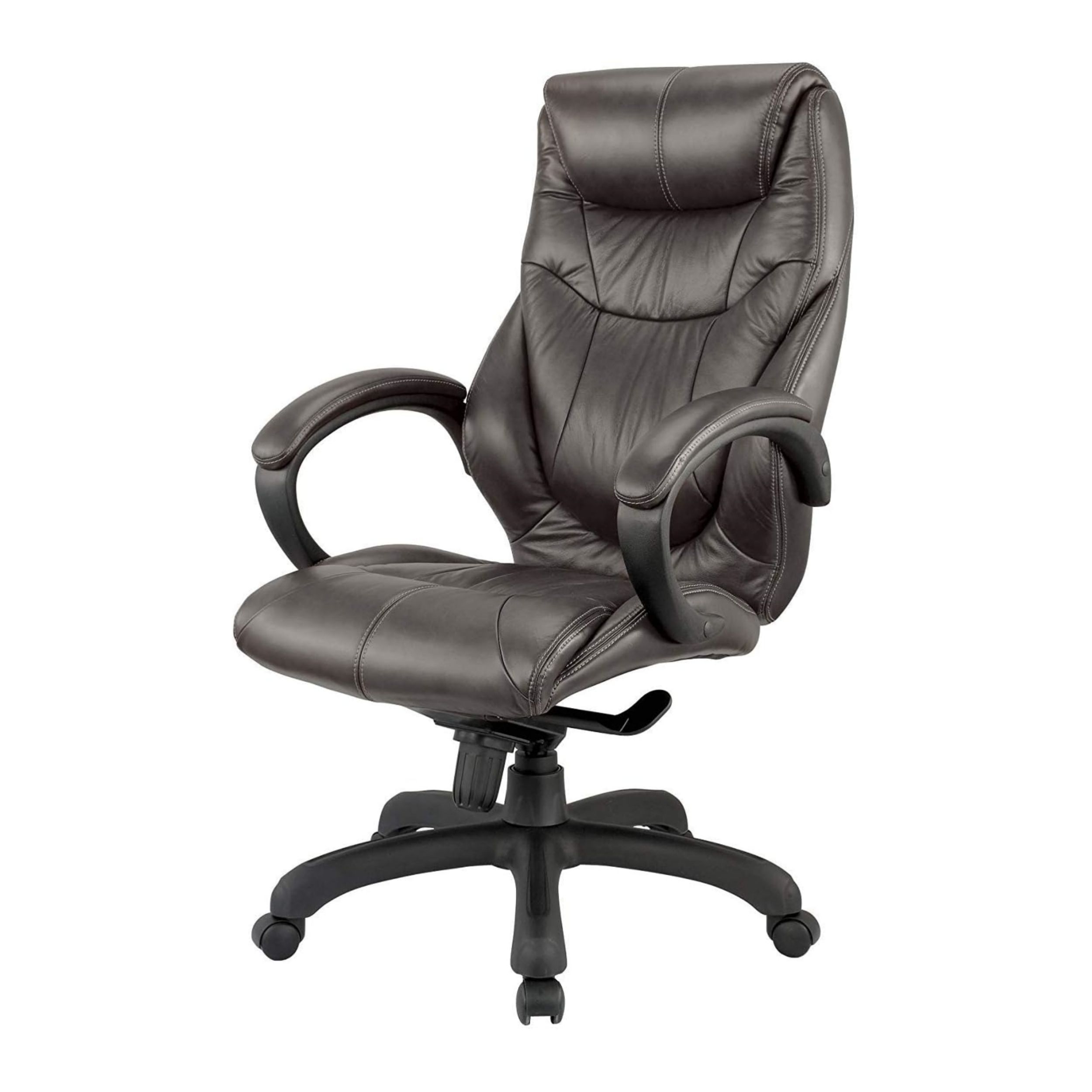 Real Leather High Back Executive Chair, Black