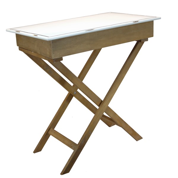 Vip Home & Garden Mt2548 Wood Table With Enamel Top Brown & White