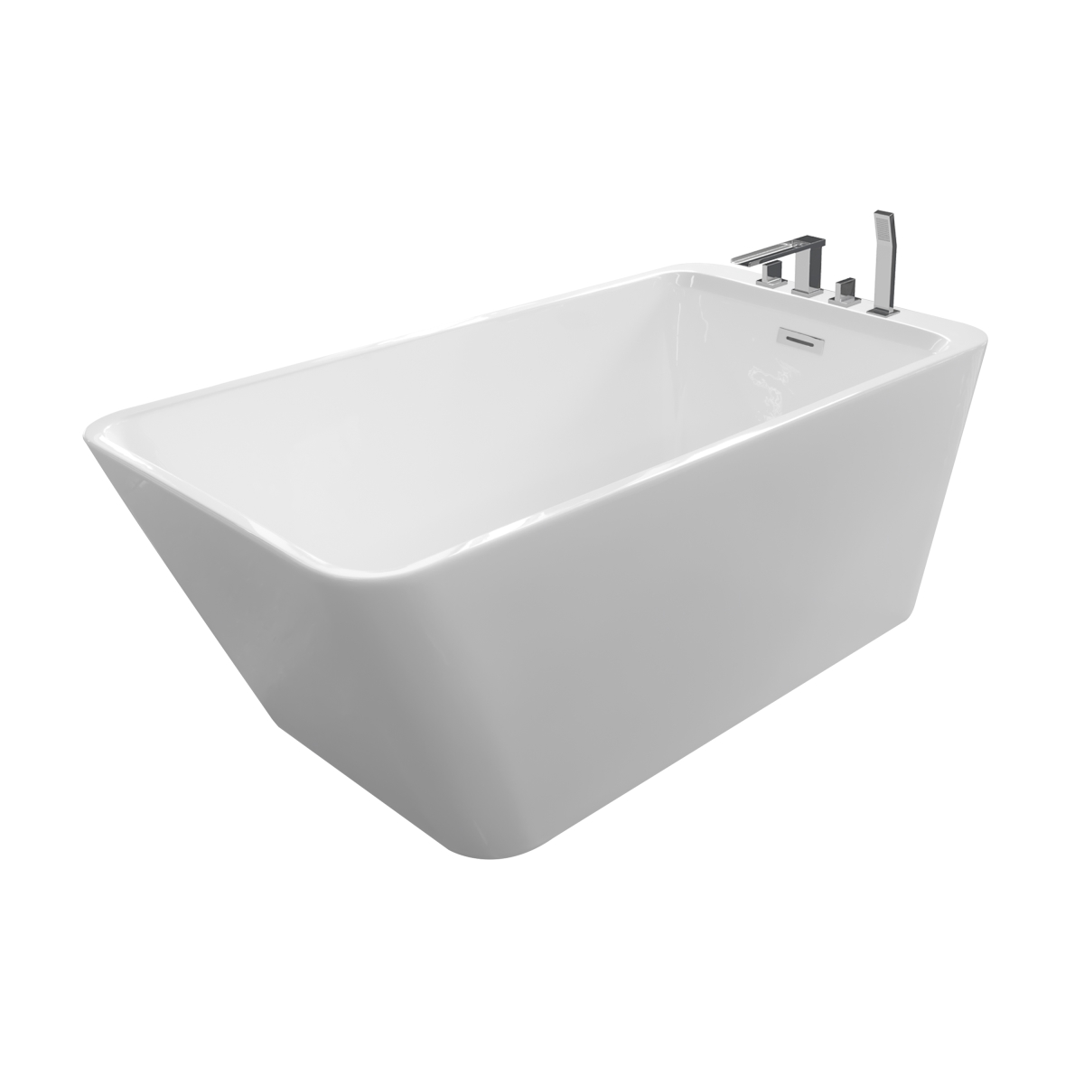 Justinian 55 Contemporary Rectangular Freestanding Acrylic Insulated Bath Tub With Faucet Deck, White - 55 X 29 X 23 In.